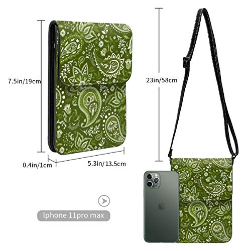 Bolso bandolera pequeño para mujer, color verde musgo Soma Paisley