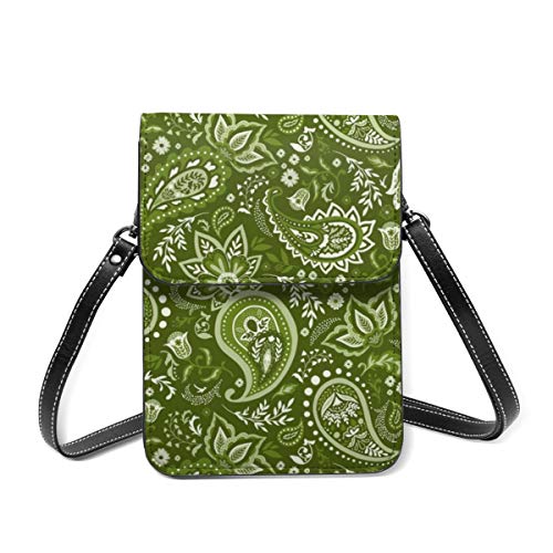 Bolso bandolera pequeño para mujer, color verde musgo Soma Paisley