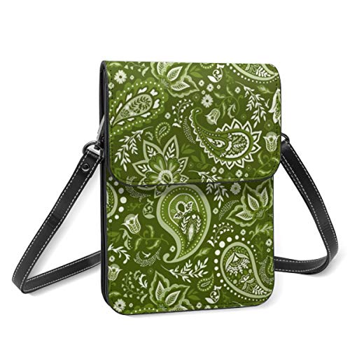 Bolso bandolera pequeño para mujer, color verde musgo Soma Paisley