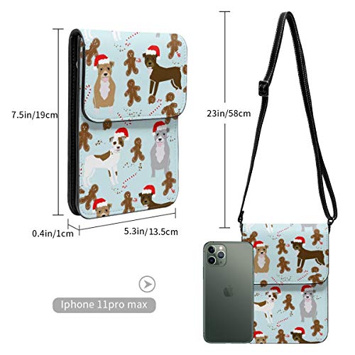 Bolso cruzado pequeño para mujer, diseño de perro de jengibre Pitbull para Navidad, horneado de Papá Noel, bolso para teléfono celular, cartera multiusos, de piel sintética suave