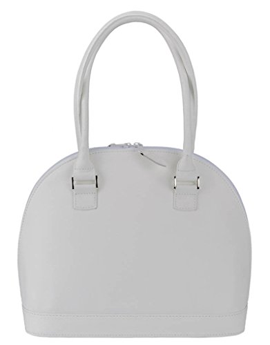 Bolso de mano "ABBEY" | Fabricado con madera auténtica tipo roble ahumado y cuero de ternera | Mujer Cartera Nude Negro Blanco | By Sebastian Sturm (Blanco)