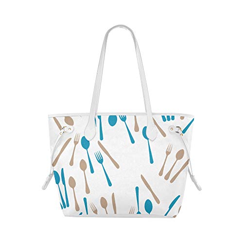 Bolso de mano informal con cuchillo y tenedor, herramienta para comer, bolsos de mano para niñas, bolso de viaje, gran capacidad, resistente al agua, con mango duradero