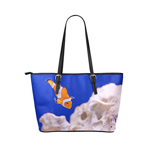 Bolsos de mujer a la venta Anémona Animal Acuario Payaso Pez Marino Océano Bolsos de mano de cuero Bolsos causales Organizador de hombro con cremallera para dama Niñas Bolsas de supermercado reutiliza