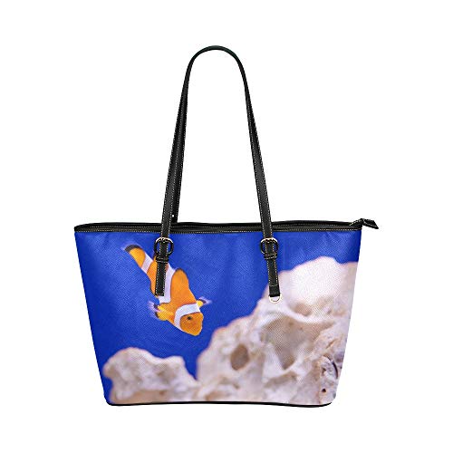 Bolsos de mujer a la venta Anémona Animal Acuario Payaso Pez Marino Océano Bolsos de mano de cuero Bolsos causales Organizador de hombro con cremallera para dama Niñas Bolsas de supermercado reutiliza