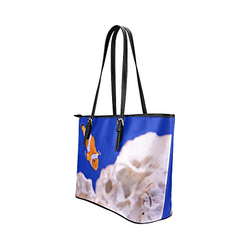 Bolsos de mujer a la venta Anémona Animal Acuario Payaso Pez Marino Océano Bolsos de mano de cuero Bolsos causales Organizador de hombro con cremallera para dama Niñas Bolsas de supermercado reutiliza