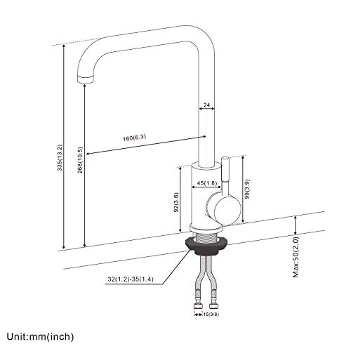 BONADE Grifo de Cocina 360° Giratorio Mezclador Cepillado para Fregadero Grifería Monomando 304 Acero Inoxidable Agua Fria y Caliente Disponible