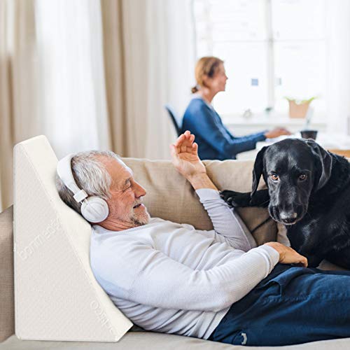 Bonmedico Almohada Wedge Almohada Forma de Cuña para Cama y Sofá Hecha de Espuma, Uso como Cojín de Lectura y Relajación, Cojín de Sofá y Cojín de Rodilla