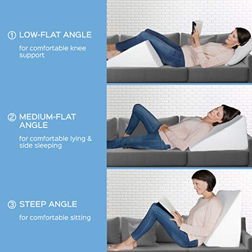 Bonmedico Almohada Wedge Almohada Forma de Cuña para Cama y Sofá Hecha de Espuma, Uso como Cojín de Lectura y Relajación, Cojín de Sofá y Cojín de Rodilla