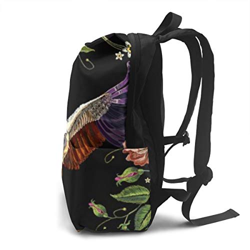 Bordado Japonés Pájaros Grulla Rosa Mochila Estampada Moderna para Niñas Mochila Informal del Estudiante Cabe Un Portátil De 15"