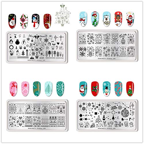 BORN PRETTY Rectangle Nail Stamping Plate Nail Stamp Image Plate Manicure Santa Claus Christmas Series