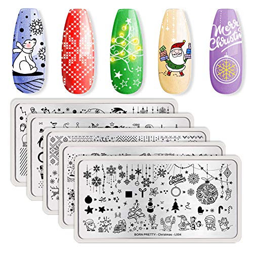 BORN PRETTY Rectangle Nail Stamping Plate Nail Stamp Image Plate Manicure Santa Claus Christmas Series