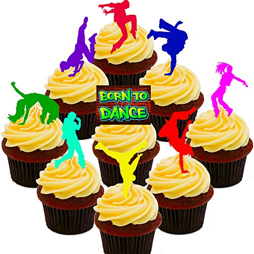 Born To Dance – Street Dancing/Hip-Hop Cupcakes Comestible stand-up barquillo – Decoración para tartas, Pack of 72