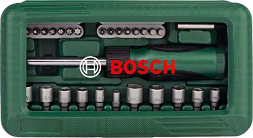 BOSCH 2607019504 - Set de bricolaje: 46 uds atornillar y atornillador, colores surtidos