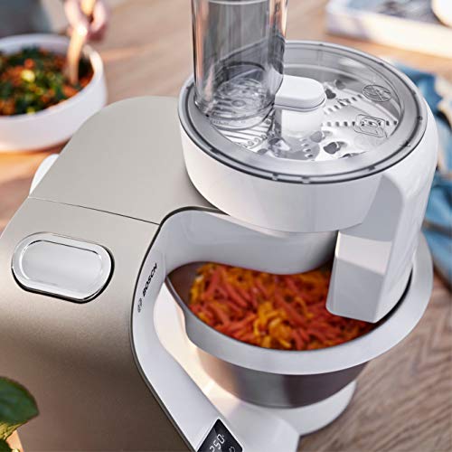 Bosch MUM5XW20 MUM 5 - Robot de cocina (báscula integrada, cuenco grande de acero inoxidable (3,9 L), color blanco y champán