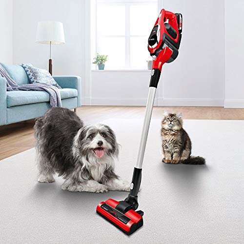 Bosch ProAnimal Unlimited Serie 8 BBS1ZOO Aspirador escoba sin cable especial mascotas, hasta 60 minutos de duración, incluye 1 batería extraíble, color rojo