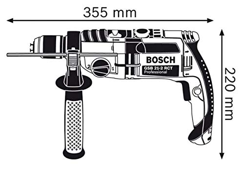 Bosch Professional GSB 21-2 RCT - Taladro percutor (1300 W, 2 velocidades, max perforación hormigón 22 mm, en maletín)