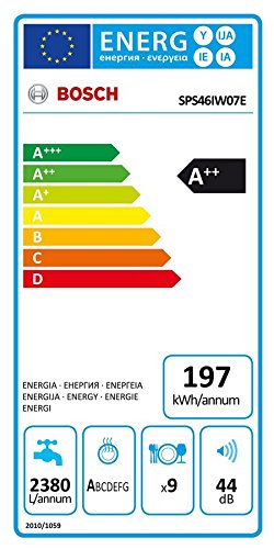 Bosch Serie 4 SPS46IW07E Independiente 9cubiertos A++ lavavajilla - Lavavajillas (Independiente, Blanco, Slimline (45 cm), Blanco, Botones, LED)