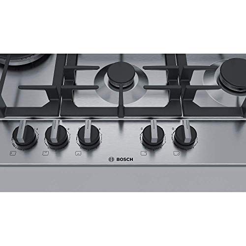 Bosch Serie 6 PCS7A5B90 hobs Acero inoxidable Integrado Encimera de gas - Placa (Acero inoxidable, Integrado, Encimera de gas, Acero inoxidable, 1000 W, Alrededor)