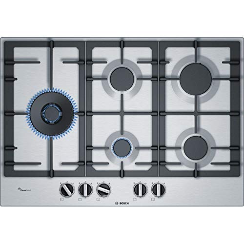 Bosch Serie 6 PCS7A5B90 hobs Acero inoxidable Integrado Encimera de gas - Placa (Acero inoxidable, Integrado, Encimera de gas, Acero inoxidable, 1000 W, Alrededor)