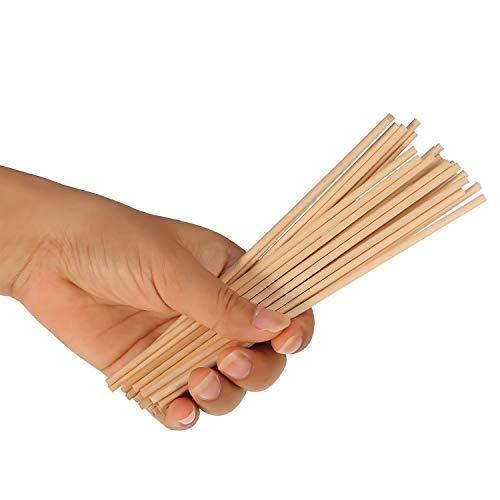 BOSSTER Palos de Madera para Manualidades 100 Piezas sin Acabado Palos Redondos 15 * 0.5cm Palillos de Madera Redondos para DIY Proyectos Artesanías Modelo de Construcción Juegos Educativos