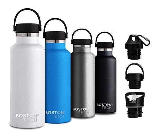 Boston Tech SP2 Botella de Agua Acero Inoxidable con Doble Pared al vacío, sin BPA Ecológica, Mantiene Bebidas frías por 24h y Calientes por 12h, Reutilizable para Deporte, Gimnasio, Viajes