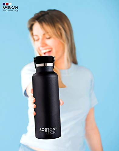 Boston Tech SP2 Botella de Agua Acero Inoxidable con Doble Pared al vacío, sin BPA Ecológica, Mantiene Bebidas frías por 24h y Calientes por 12h, Reutilizable para Deporte, Gimnasio, Viajes