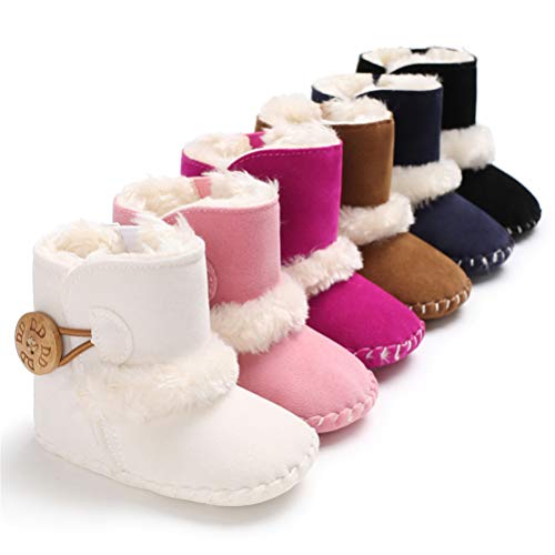 Botas de Bebés Unisexo Zapatos Primeros Pasos Invierno Soft Sole Botas Suaves de Nieve de Suela 0-18 Meses (12-18 Meses, Blanco, Tamaño de Etiqueta 13)