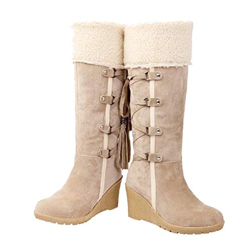 Botas de Nieve Mujer Impermeable Zapatos de Mujer Después de Lijar con Borlas Botas Altas Mangas Cuñas Botas de Nieve Botas de Nieve Botas Botines