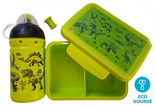 Botella de Agua Ecológica para niños 0,5L *Made IN EU* sin BPA sin Ftalatos Irrompible, Duradera y Chula!! (Set Dinosaurios)