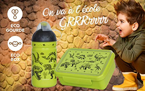 Botella de Agua Ecológica para niños 0,5L *Made IN EU* sin BPA sin Ftalatos Irrompible, Duradera y Chula!! (Set Dinosaurios)