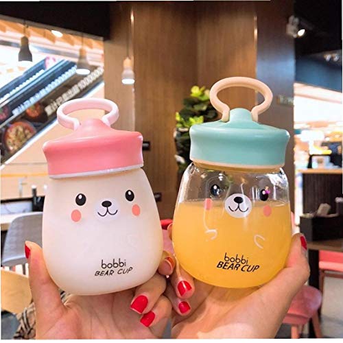 Botella De Cristal De Agua Portátil Kawaii Copa del Oso con La Botella De Agua Colador De Té a Prueba De Fugas Color Azar