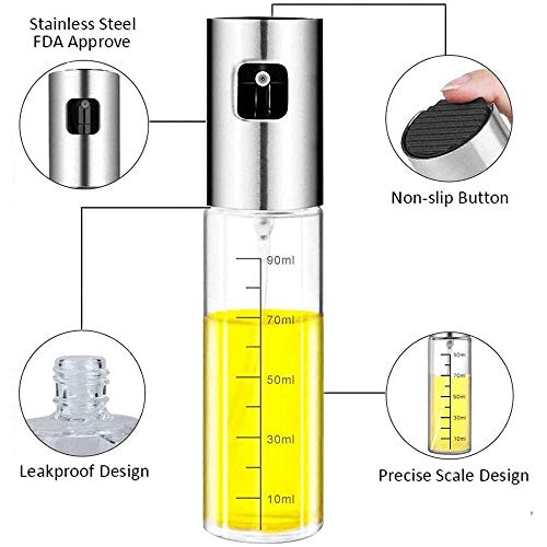 Botella de Rociador de Aceite, Dispensador de Aceite en Aerosol, Rociador de Aceite Transparente, Aceite en Aerosol para Cocinar, para Cocina, Cocina, Ensalada, Horneado de Pan, Parrilla (100ML)