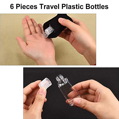 Botellas de Plástico de Viaje de 6 Piezas, Contenedores de Botellas Vacías Transparentes con Porta Llaveros Reutilizables, Porta Llaves de Botella de 30 ml para Suministros de Viaje al Aire Libre