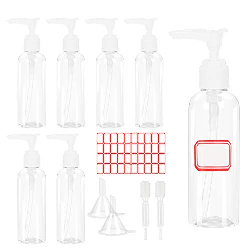 Botes Plastico Viaje, LANMOK 7pcs Botella de Bomba de Loción 100ml Botella de Spray Portátil Envase de Loción Contenedor Líquidos Avion Envases Vacios para Cosmetica