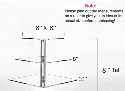 Boundlejoy Party Cake Stand 3Tier Square Clara torre de pastel de acrílico con pies de poste para el hogar de bodas de Navidad de cumpleaños