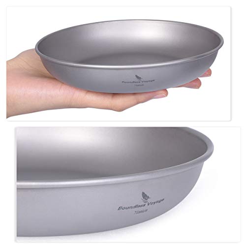 Boundless Voyage Ultralight Titanium Pan Dish Plate con Bolsa de Malla de Transporte Vajilla de Titanio al Aire Libre y Utensilios Kit de desorden para Mochila de Camping Ti13137B