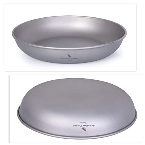 Boundless Voyage Ultralight Titanium Pan Dish Plate con Bolsa de Malla de Transporte Vajilla de Titanio al Aire Libre y Utensilios Kit de desorden para Mochila de Camping Ti13137B