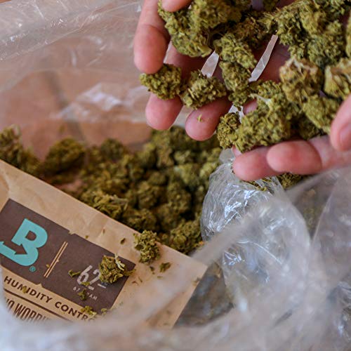 Boveda para almacenamiento de hierbas, 62% RH 2 vías control de humedad | tamaño 67 protege hasta 1 lb (450 gramos) flor | evita la pérdida de terpeno por exceso de secado y moldeo | bolsa con cierre de 20 unidades