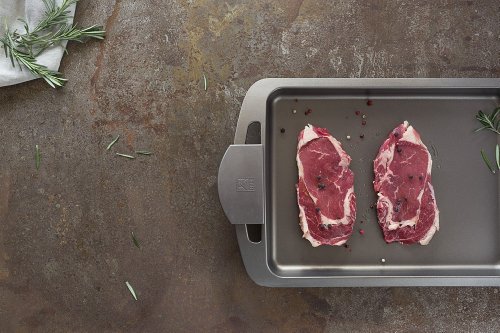 BRA Terra - Plancha asador Liso y Asas de Silicona,Aluminio Fundido con Antiadherente Teflon Select, aptas para Todo Tipo de cocinas incluida inducción, Terra 40 cm