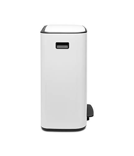 Brabantia Bo Cubo de Basura con Pedal, Acero, Blanco, 2X30L