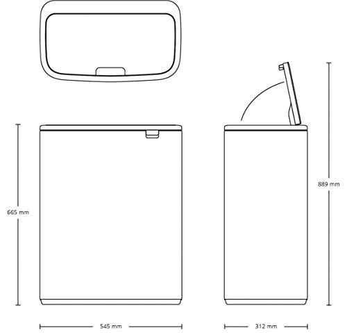 Brabantia Bo Cubo de Basura con Pedal, Acero, Blanco, 2X30L