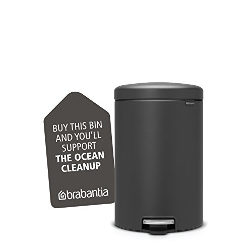 Brabantia NewIcon Cubo de basura de pedal, Acero Inoxidable, Mineral Reflective Blue, 20 litros