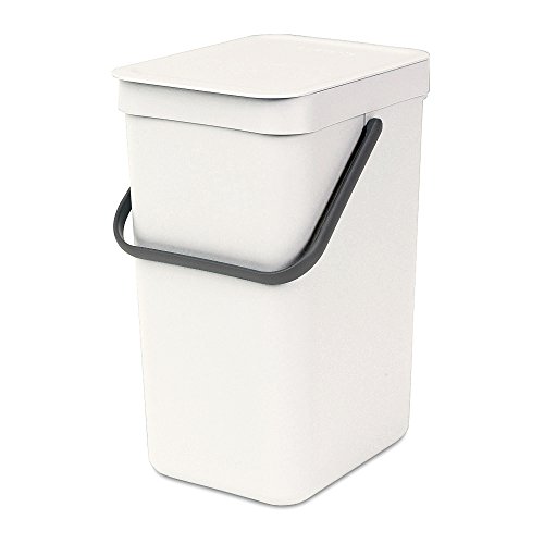 Brabantia Sort & Go Cubo de Basura, 12 L, Plástico, Blanco, 24.9x20x35 cm