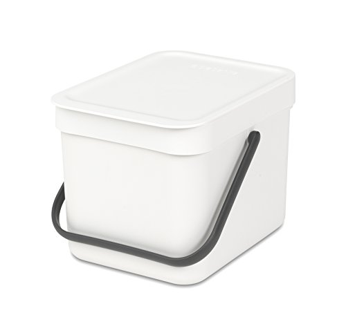 Brabantia Sort & Go Cubo de Basura, 6 L, Plástico, Blanco, 26.5x20x18 cm