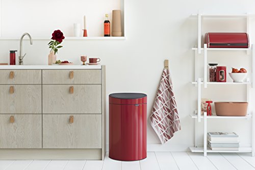 Brabantia Touch Bin Cubo de Basura, 40 litros, Acero Inoxidable, Rojo