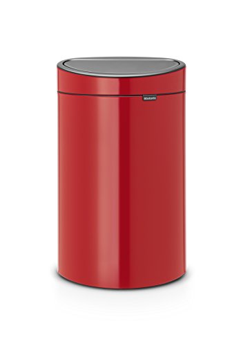 Brabantia Touch Bin Cubo de Basura, 40 litros, Acero Inoxidable, Rojo