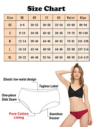 Bragas Mujer sin Costuras Invisible Señoras Braguitas Low Rise Suave Ligera Bikini Braguitas, Pack de 6 Flor XL