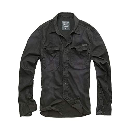 Brandit Hardee Denim Shirt Camisa, Schwarz, 4XL para Hombre