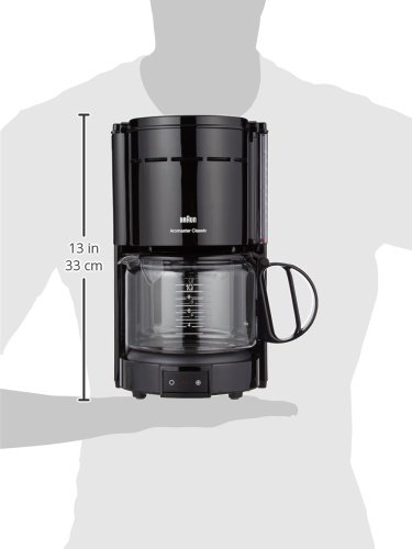 Braun 0X13211003 Cafetera de goteo independiente, 1000 W, 1.2 L, 10 cups, 20 dB, acero inoxidable, negro