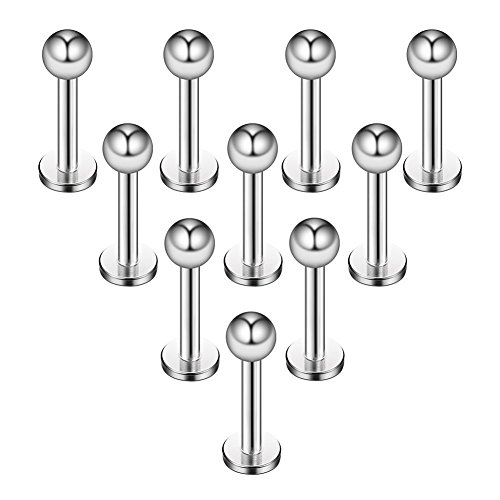 Briana Williams 10pcs 1.2mm 316L Acero Inoxidable Labret Monroe Labio Piercing Tragus Helix cartílago Pendiente Barbell Stud, 6-8 mm Longitud de la Barra